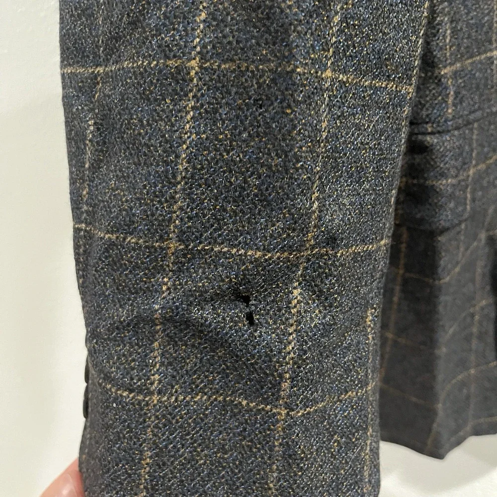 Ermenegildo Zegna Spiritoso Wool Cashmere Glen Plaid Windowpane Blazer 42R READ